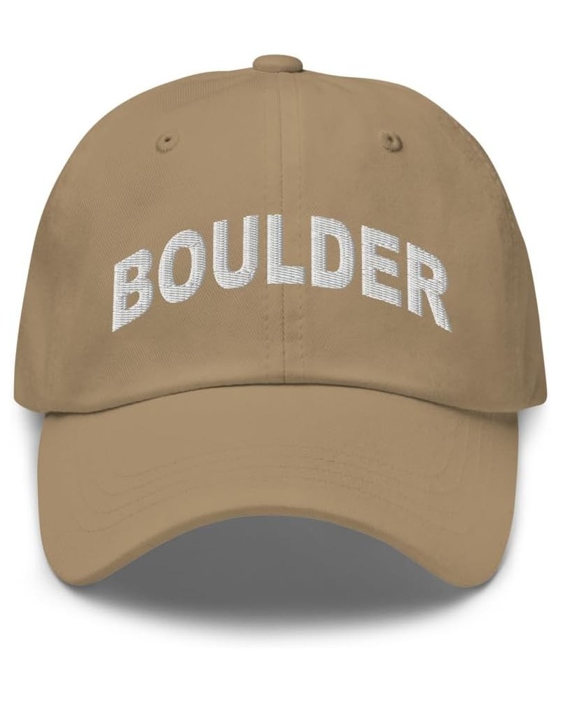 Boulder Colorado Hat Boulder CO Cap Embroidered Dad Hat Adjustable Strap Closure Unisex Khaki $21.99 Baseball Caps