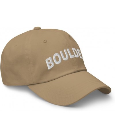 Boulder Colorado Hat Boulder CO Cap Embroidered Dad Hat Adjustable Strap Closure Unisex Khaki $21.99 Baseball Caps