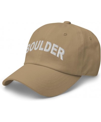 Boulder Colorado Hat Boulder CO Cap Embroidered Dad Hat Adjustable Strap Closure Unisex Khaki $21.99 Baseball Caps