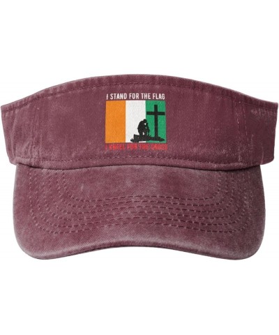 I Stand for The Côte D'Ivoire Flag and I Kneel for The Cross Sun Visor Hats for Women Men Adjustable Cotton Sun Hat Golf Cap ...