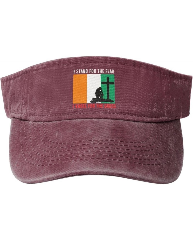 I Stand for The Côte D'Ivoire Flag and I Kneel for The Cross Sun Visor Hats for Women Men Adjustable Cotton Sun Hat Golf Cap ...