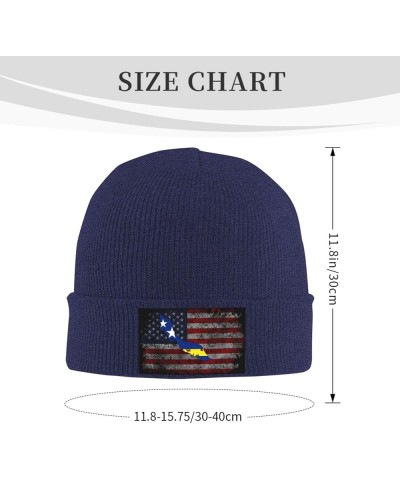 Curacao Flag Map Cozy Knitted Hat for Winter - Warm Comfort Black Navy Blue $15.39 Skullies & Beanies