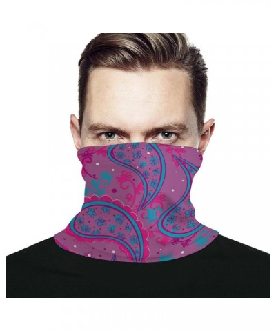 Paisley Purple Pattern Face Mask Unisex Neck Gaiter Seamless Face Cover Scarf Bandanas with Drawstring for Cycling Hiking $11...