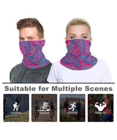 Paisley Purple Pattern Face Mask Unisex Neck Gaiter Seamless Face Cover Scarf Bandanas with Drawstring for Cycling Hiking $11...