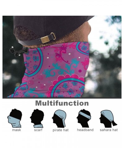 Paisley Purple Pattern Face Mask Unisex Neck Gaiter Seamless Face Cover Scarf Bandanas with Drawstring for Cycling Hiking $11...