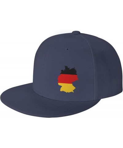 Germany Terrain Map Snapback Hat Baseball Cap for Men Women Hip Hop Style Flat-Brimmed Hats Navy Blue $11.77 Baseball Caps