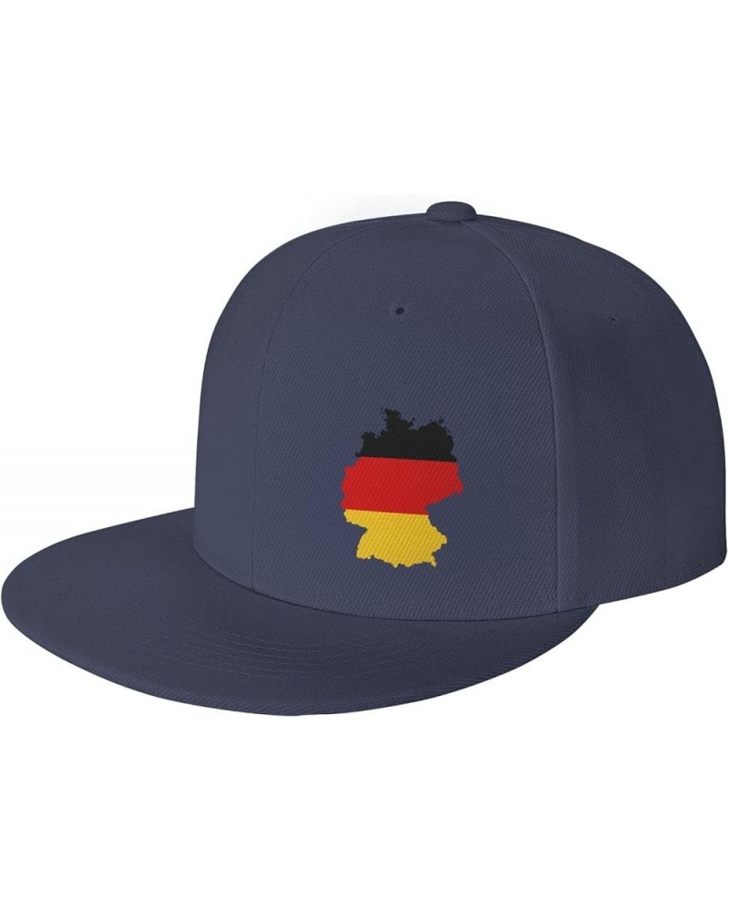 Germany Terrain Map Snapback Hat Baseball Cap for Men Women Hip Hop Style Flat-Brimmed Hats Navy Blue $11.77 Baseball Caps