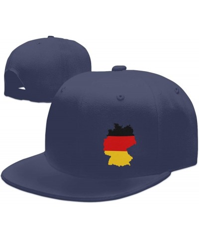 Germany Terrain Map Snapback Hat Baseball Cap for Men Women Hip Hop Style Flat-Brimmed Hats Navy Blue $11.77 Baseball Caps