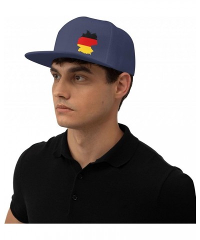 Germany Terrain Map Snapback Hat Baseball Cap for Men Women Hip Hop Style Flat-Brimmed Hats Navy Blue $11.77 Baseball Caps