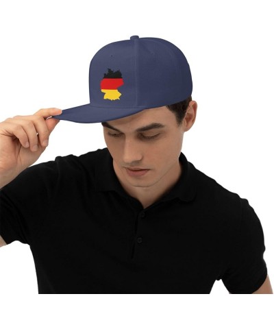 Germany Terrain Map Snapback Hat Baseball Cap for Men Women Hip Hop Style Flat-Brimmed Hats Navy Blue $11.77 Baseball Caps