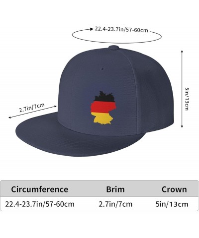 Germany Terrain Map Snapback Hat Baseball Cap for Men Women Hip Hop Style Flat-Brimmed Hats Navy Blue $11.77 Baseball Caps