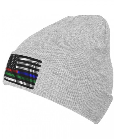 Silk Style United States Thin Line Red Blue Green Flag Beanie Hat for Men Women Soft Cozy Skull Cap Winter Warm Knit Hats $12...