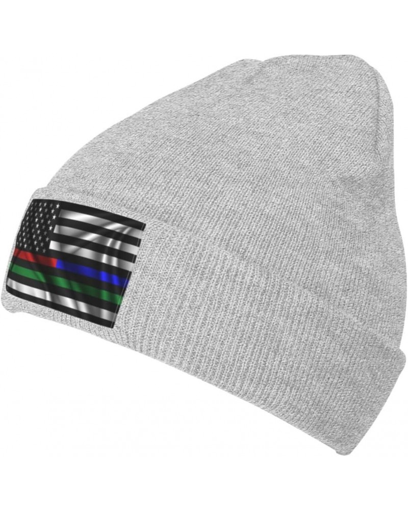 Silk Style United States Thin Line Red Blue Green Flag Beanie Hat for Men Women Soft Cozy Skull Cap Winter Warm Knit Hats $12...