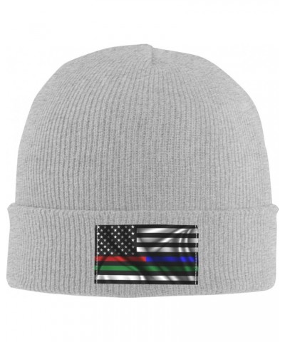 Silk Style United States Thin Line Red Blue Green Flag Beanie Hat for Men Women Soft Cozy Skull Cap Winter Warm Knit Hats $12...