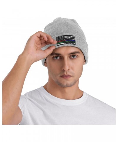 Silk Style United States Thin Line Red Blue Green Flag Beanie Hat for Men Women Soft Cozy Skull Cap Winter Warm Knit Hats $12...