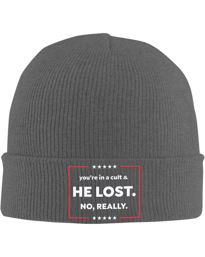 Anti Trump You're in A Cult and He Lost No Really Knit Hats Winter Warm Chunky Beanie Hat for Men Women Deep Heather $12.27 S...