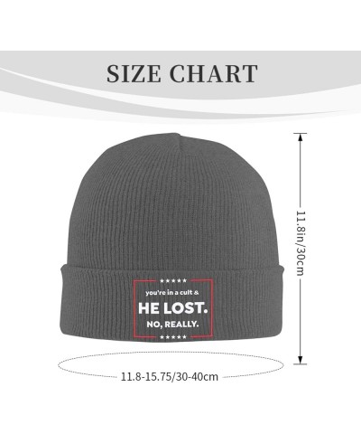 Anti Trump You're in A Cult and He Lost No Really Knit Hats Winter Warm Chunky Beanie Hat for Men Women Deep Heather $12.27 S...