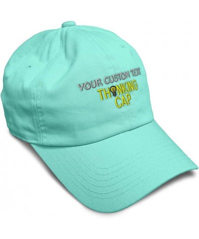 Soft Baseball Cap Thinking Cap Think Quote Twill Cotton Motivate Dad Hats for Men & Women Mint Personalized Text Here $11.61 ...