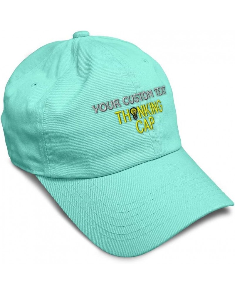 Soft Baseball Cap Thinking Cap Think Quote Twill Cotton Motivate Dad Hats for Men & Women Mint Personalized Text Here $11.61 ...