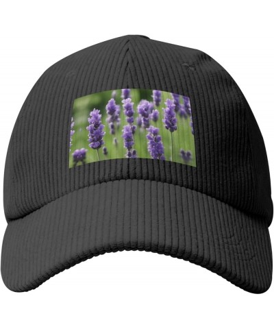 Beige Curved Eaves Baseball Cap Hat Fashion Men Womens Corduroy Lavender Flower Picture Black $14.32 Baseball Caps