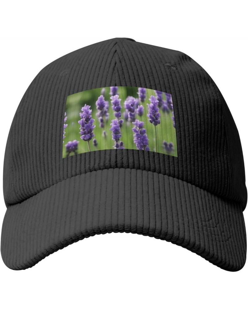 Beige Curved Eaves Baseball Cap Hat Fashion Men Womens Corduroy Lavender Flower Picture Black $14.32 Baseball Caps