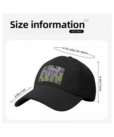 Beige Curved Eaves Baseball Cap Hat Fashion Men Womens Corduroy Lavender Flower Picture Black $14.32 Baseball Caps