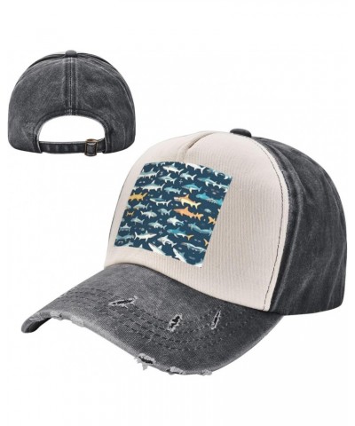 Sharks Nautical Sporty Cap for All Seasons,Unisex Baseball Cap,Ideal Fishing Hat for Men and Women $14.43 Skullies & Beanies