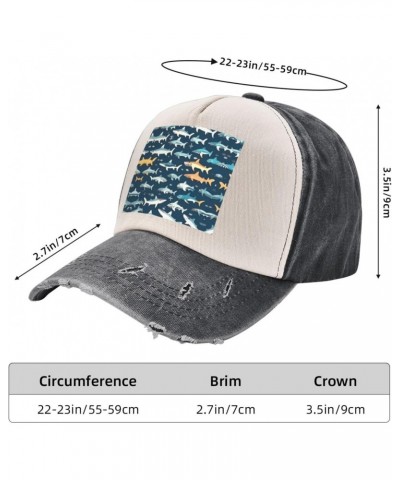 Sharks Nautical Sporty Cap for All Seasons,Unisex Baseball Cap,Ideal Fishing Hat for Men and Women $14.43 Skullies & Beanies