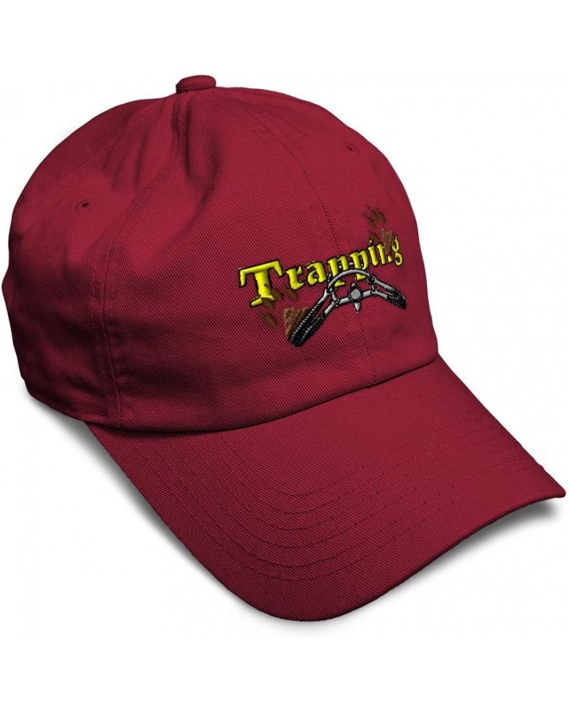 Soft Baseball Cap Trapping Embroidery Hunting Recreational Cotton Embroidered Dad Hats for Men & Women Burgundy Design Only $...