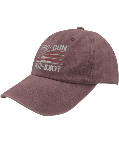 Pro Gun Anti Idiot Hat Mens Black Hat Pigment Black Gifts for Her Workout Hats Wine Red $11.58 Sun Hats