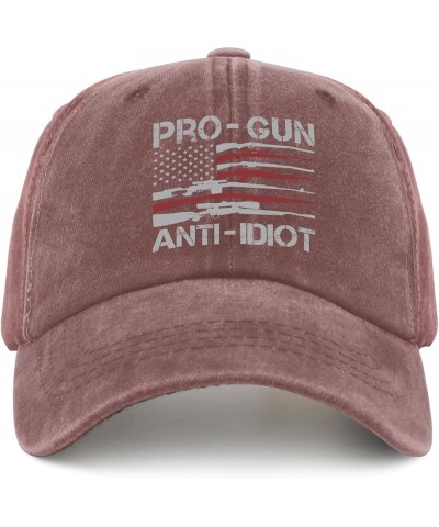 Pro Gun Anti Idiot Hat Mens Black Hat Pigment Black Gifts for Her Workout Hats Wine Red $11.58 Sun Hats