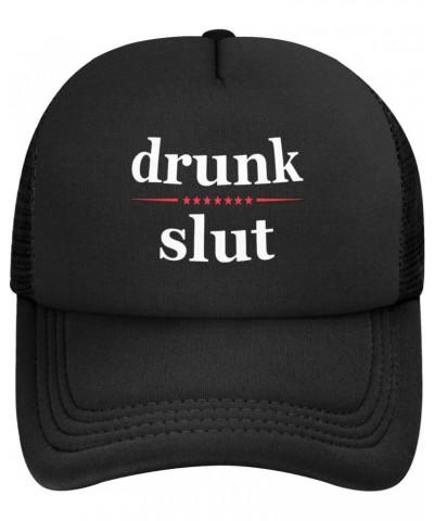 Drunk Slut - Party Frat College Beer Drink Stylish Trucker Hat Mesh Baseball Cap for Adults-Adjustable Snapback Black $11.59 ...