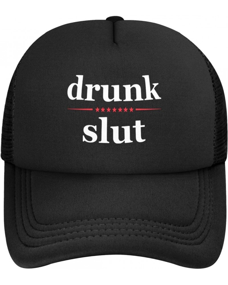 Drunk Slut - Party Frat College Beer Drink Stylish Trucker Hat Mesh Baseball Cap for Adults-Adjustable Snapback Black $11.59 ...