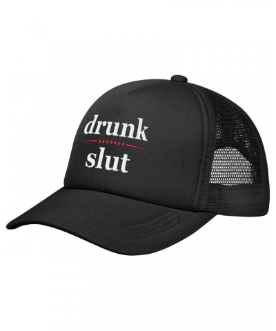 Drunk Slut - Party Frat College Beer Drink Stylish Trucker Hat Mesh Baseball Cap for Adults-Adjustable Snapback Black $11.59 ...