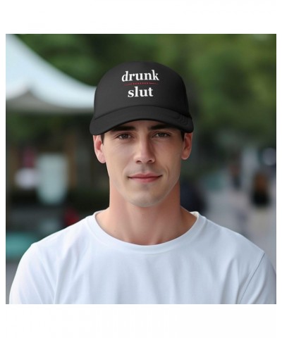 Drunk Slut - Party Frat College Beer Drink Stylish Trucker Hat Mesh Baseball Cap for Adults-Adjustable Snapback Black $11.59 ...