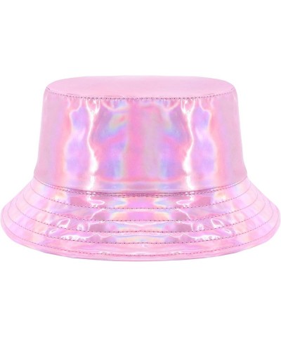 Unisex Fashion Hologram Climbing Bucket Hat Waterproof Fisherman Cap Travel Sunhat Pink $13.11 Bucket Hats