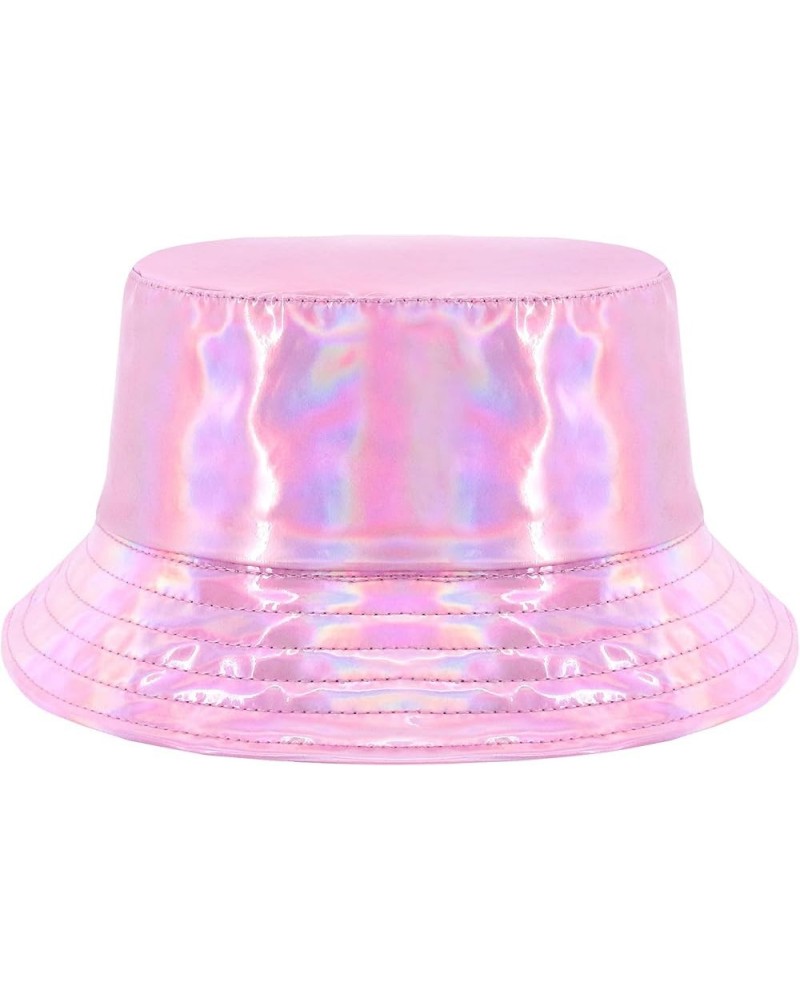 Unisex Fashion Hologram Climbing Bucket Hat Waterproof Fisherman Cap Travel Sunhat Pink $13.11 Bucket Hats