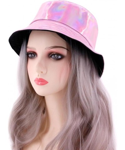 Unisex Fashion Hologram Climbing Bucket Hat Waterproof Fisherman Cap Travel Sunhat Pink $13.11 Bucket Hats