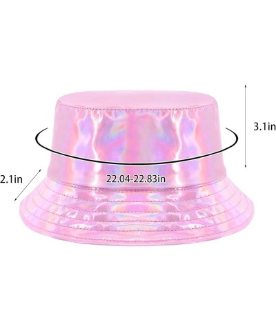 Unisex Fashion Hologram Climbing Bucket Hat Waterproof Fisherman Cap Travel Sunhat Pink $13.11 Bucket Hats