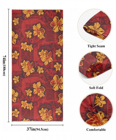 Hawaii Floral Red Women's Scarf Oversized fashion Scarves Soft Cozy Multiple Use Lightweight Warm Shawl Wrap Blanket Cape 74×...