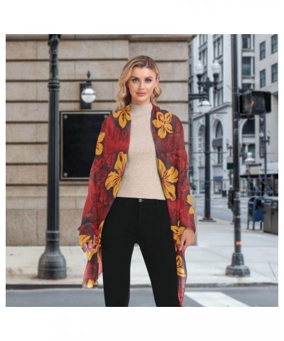 Hawaii Floral Red Women's Scarf Oversized fashion Scarves Soft Cozy Multiple Use Lightweight Warm Shawl Wrap Blanket Cape 74×...