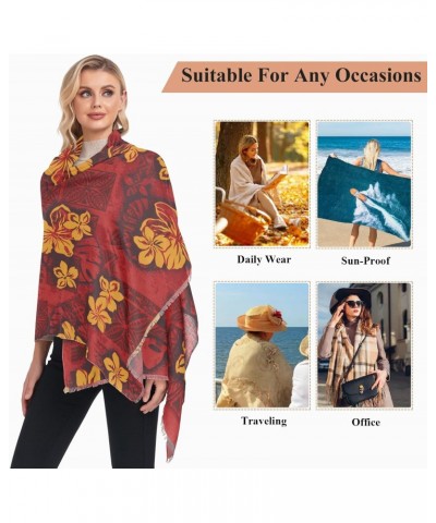 Hawaii Floral Red Women's Scarf Oversized fashion Scarves Soft Cozy Multiple Use Lightweight Warm Shawl Wrap Blanket Cape 74×...