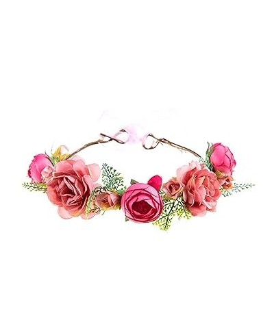 Flower Garland Wreath Crown Women Hairband Hair Floral Headband Headband (Orange, one size) one size Hot Pink $8.99 Headbands