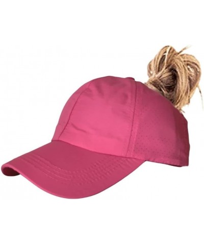 Criss Cross Ponytail Hat Washed Distressed Mesh Womens Baseball Cap Dad Hat Ponytail Hat for Women Sgx-rosered $9.71 Baseball...