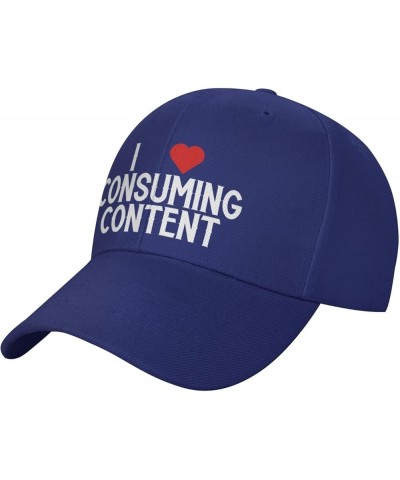 I Love Consuming Content Women's Baseball Hat Original Trucker Hat Adjustable Blue $10.43 Baseball Caps