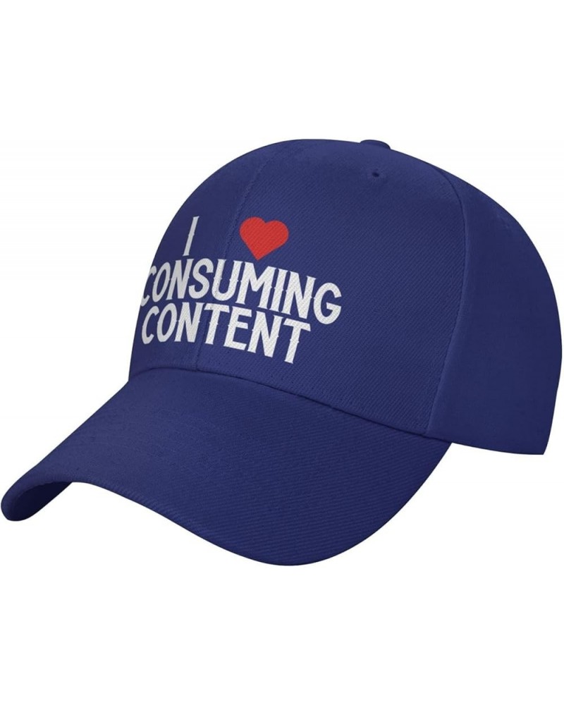 I Love Consuming Content Women's Baseball Hat Original Trucker Hat Adjustable Blue $10.43 Baseball Caps