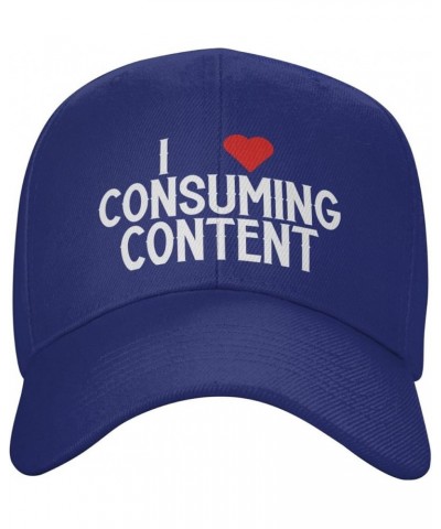 I Love Consuming Content Women's Baseball Hat Original Trucker Hat Adjustable Blue $10.43 Baseball Caps