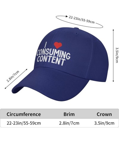 I Love Consuming Content Women's Baseball Hat Original Trucker Hat Adjustable Blue $10.43 Baseball Caps