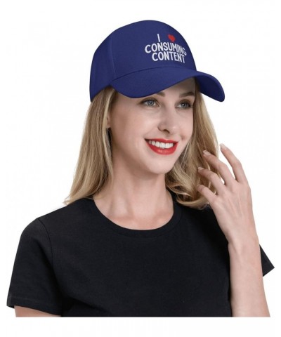 I Love Consuming Content Women's Baseball Hat Original Trucker Hat Adjustable Blue $10.43 Baseball Caps