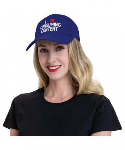 I Love Consuming Content Women's Baseball Hat Original Trucker Hat Adjustable Blue $10.43 Baseball Caps